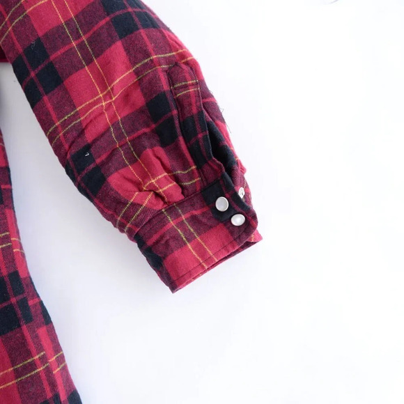 Dickies Red Black Checker Pattern with Thick Lining Button Up Shacket Jack Sz XL - Picture 14 of 14